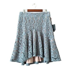 Cynthia Rowley Dusty Blue Lace High Low Hem Mini Skirt NWT Size 2
